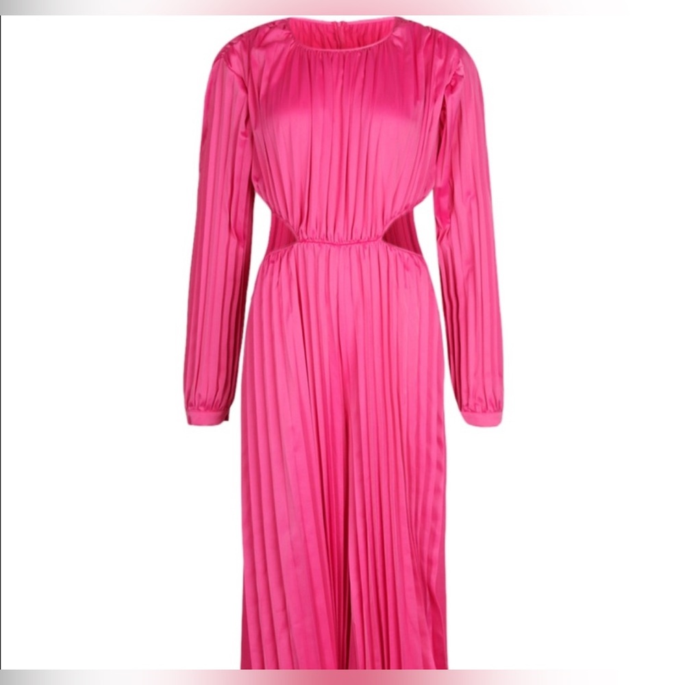 BooHoo Pleated CutOut Wide Leg Jumpsuit - Picture 4 of 6
